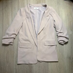 Blush Pink Blazer with Rolled Sleeves